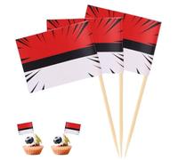 100pcs Cartoon Theme Toothpick Flags, Anime Theme Mini Cocktail Picks Appetizers Sticks Cupcakes Toppers Food Labels for Fruit Platter Party Buffet Decoration (Red White and Black)