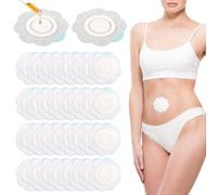 100pcs Castor Oil Pack Wrap for Belly Button, Plum Blossom Shape Disposable Non-Woven Spunlace Compress Covers Self Adhesive & Waterproof Abdominal Patches (Oil Not Included)