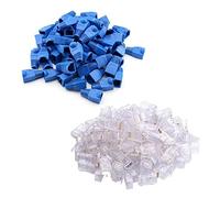 100pcs Cat 5 Connectors 100pcs High Performance RJ45 Cable Sleeve Layered Design Top and Bottom Four Hearts (Blue)
