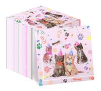 100Pcs Cat Birthday Napkins, Cat Table Decorations Napkins for Kids Cat Themed Birthday Table Deco Party Supplies 12.9 x 12.9 Inches