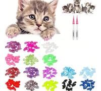 100pcs Cat Claw Caps Soft Cat Claw Cover with Glue and Medium Applicators, Keep Cat Claws Soft and Safe {Random Color} (Medium - 40pcs)