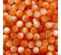 100pcs Cat Eye Stone Beads 8MM Round Resin Loose Beads with Hole,Orange Bead for Crafting Jewelry Making
