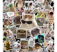 100Pcs Cat Meme Stickers for Water Bottle and Laptop - Waterproof Vinyl - Funny Cat Stickers, Gifts for Women & Men