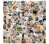 100PCS Cat Meme Stickers, Funny Meme Cat Stickers Pack, Waterproof Vinyl Decals for Water Bottle, Laptop, Journal, Party Favors