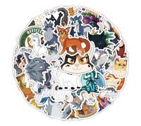 100PCS Cat Warrior Stickers, Cute Cats Anime Stickers for Kids Teens Adult, Graffiti Waterproof Vinyl Decals for Laptop Water Bottles Guitar Skateboard