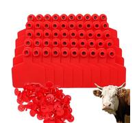 100pcs Cattle Ear Tags Bright TPU Animal Identification Tags, Large Ear Tags Suitable for Livestock Management Cattle, Adult Cattle, Pigs, Sheep red 100pcs
