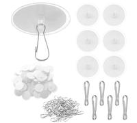 100pcs Ceiling Hooks Self Adhesive Hookss,Strong Sticky Hooks for Hanging Heavy Duty Window Light Hookss,Clear No Drill Lights Hook with Clips for Wind Chimes Decoration Kitchen Bad Office Storage
