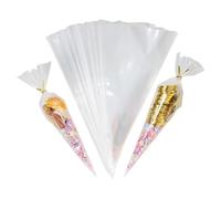 100Pcs Cellophane Cone Bags for Sweets, Sweet Cones Bags with Ties,13x25cm Party Cones Bags for Sweets, Triangle Transparent Sweet Cones for Snacks Popcorn Chocolates Candy