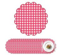 100Pcs Checkered Paper Placemats Red Gingham Place Mats 13.5 Inch Disposable Round Decorative Dining Table Mats with Scalloped Edges Paper Cutouts Decor for Summer Picnic BBQ Table Party Supplies
