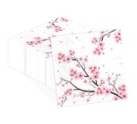 100Pcs Cherry Blossom Paper Cocktail Napkins 2 Ply Watercolor Pink Floral Disposable Absorbent Hand Towels Summer Flowers Guest Napkins for Bridal Wedding Dinner Bathroom Kitchen Supplies Decoration