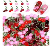 100PCS Cherry Nail Charms, 3D Cherry Rhinestones Gems, Y2K Jewels, Shiny Fruit Crystal Diamonds for Nail Art Supplies, DIY Craft Design, Women’s Face Makeup
