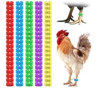 100Pcs Chicken Leg Bands - 20mm Colours & Number Coding Chicken Identification Tags for Legs, Poultry Leg Bands for Ducks, Chicks, Goose, Gamefowl, Turkey