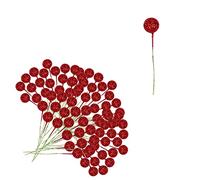 100pcs Christmas Artificial Red Holly Berries,Glitter Berry Twig Stem Artificial Berry Fruits Picks Berry Branches Winter Berries Bunch for Christmas Wreath Making Xmas Tree Decorations Supplies