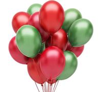100Pcs Christmas Balloons, 10 Inch Red and Green, for Birthday Baby Shower Party Decorations, Xmas Dinner and New Year Decor Supplies