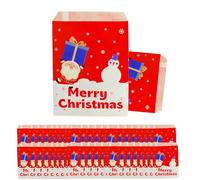 100Pcs Christmas Candy Bags Paper, Red Santa Snowman Treat Bags, 5x7'' Small Paper Bag for Sweet Treats, Goodies Bags for Kids Girls Boys Party Favors