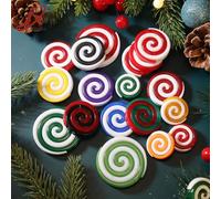 100pcs Christmas Candy Cane Peppermint Ornaments for Christmas Tree Fake Candy Decorations Easter Thanksgiving Decor Ornaments Candies Cane Craft for DIY Crafts (Pastel)