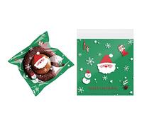 100pcs Christmas Cellophane Bags Self Seal, Small Sweet Bags Christmas Clear Cellophane Wrap Cookie Bag Empty Gift Bag for Sweets Biscuits Goodies Kids Party Favors Xmas Party Supplies (10x10cm)