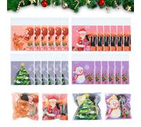 100PCS Christmas Cellophane Self Adhesive Cookie Bags for Presents, Xmas Sweet Candy Treat Bags for Party Favors Decoration