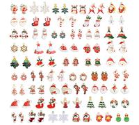 100PCS Christmas Charms for Jewellery Making, Small Accessories Ornaments Oil-drop Alloy Bracelets Necklaces Pendant Key Rings, Assorted Pendants Earring for Bracelet Necklace DIY Jewelry Making Craft