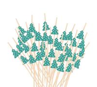 100pcs Christmas Cocktail Picks, Xmas Tree Fruit Skewers Christmas Tree Cocktail Toothpicks Toppers for Party Appetizers Fruit Cupcake Sandwiches Cake Decorations