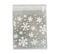 100pcs Christmas Cookie Bags, Self Adhesive Resealable Snowflakes Candy Storage Bag Cellophane Gift Bags for Christmas Holiday Party Supplies