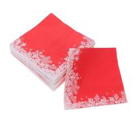 100pcs Christmas Disposable Napkins Red Paper Dinner with Snowflakes | Single Use Paper, High Absorbency, Simplifies Cleanup, Family Dinners and Winter Dinner Table, Red Background
