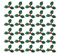 100pcs Christmas Holly Leaves & Red Berries for DIY Crafts Mini Decor