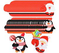 100PCS Christmas Lollipop Paper Cards,Santa Claus and Penguins Candy Holders, Funny Lollipop Decoration Supplies for Christmas Snacks & DIY Crafts