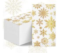 100PCS Christmas Napkins Paper Disposable - Snowflake Guest Holiday Dinner Party Supplies, Gold White Snowflakes Buffet Hand Towels Decorations