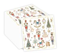 100Pcs Christmas Paper Napkins Nutcracker Disposable 2-Ply Napkins with Ballerinas, Christmas Trees, Horses Design for Bathroom, Xmas Dinners, Holiday Parties, Table Decor 6.5x6.5 Inch