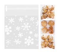 100pcs Christmas Snowflake Cellophane Treat Bags Sweet Cookie Bags Small Self Seal Xmas Cellophane Bags Empty (Snowflake)