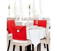 100pcs Christmas Theme Red Chair Cover Santa Hat Xmas Pom Party Bar Pub Restaurant Dinner Seat Dining Decoration Cover