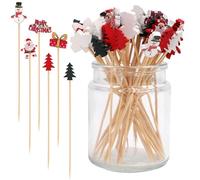 100pcs Christmas Toothpicks, Mix Styles Christmas Cocktail Picks Decorative Toothpicks for Appetizers Xmas Food Stick Picks Christmas Cocktail Skewers Topper for Vegetables Fruits Desserts