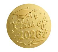 100pcs Class of 2026 Graduation Stickers, 3.8cm/1.5in Gold-Colored 2026 Graduation Stickers Suitable for Envelope Sealing Scrapbook Making and Party Favors