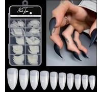 100Pcs Claw Curved Nails Tips Curved Half Cover Claw False Extension Tapered Fake Tips For Acrylic 10 Size Fashion Nail Pieces