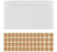 100Pcs Clear Cellophane Bags, Self Adhesive Cellophane Cookie Bags with 120Pcs Stickers Bag for Swtees, Bakery, Cookie, Candies, Biscuit, Cards, Gigt and Dessert (12 * 16cm)