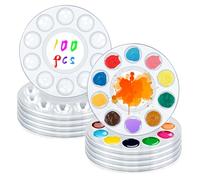 100PCS Clear Disposable 5.9in Round Paint Palettes, Bulk Plastic Paint Trays, Watercolor Craft Supplies for Plaster Painting, DIY Crafts, Outdoor Creation and Painting Party