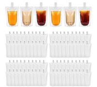 100Pcs Clear Drink Pouches Reusable Bags, 500ml Leak Proof Alcohol Juice Liquid Pouches Bags, Beverage Bags Festival Essentials, Plastic Hip Flask for Parties, Picnic, Travel, Sports