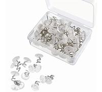 100Pcs Clear Head Upholstery Twist Pins with Storage Box - Plastic Tacks for Bed Skirts, Slipcovers, Mattresses & Headliners