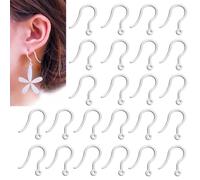 100Pcs Clear Plastic Earring Hooks Safety Non-Allergenic Ear Wire Fish Hooks French Wire Hooks Earring Findings for DIY Jewelry Making