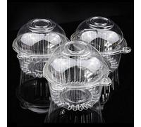 100pcs Clear Plastic Single Cupcake Cake Case Muffin Dome Holder Box Cookie Cutter