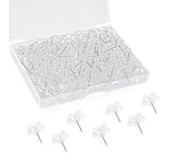 100PCS Clear Push Pins,Drawing Pins with Storage Box,Flower Shape Thumb Tacks for Cork, Notice and Bulletin Boards,Maps Posters Photos