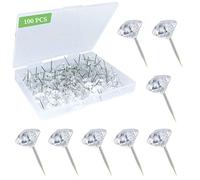 100Pcs Clear Push Pins for Cork Board, Decorative Thumb Tacks for Wall Hangings, Transparent Diamond Push Pin for Bulletin Board, Crystal Head Tacks for Posters, Office, Maps, Sofa, Office, Classroom