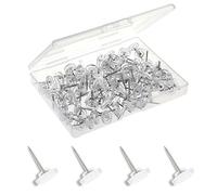100PCS Clear Thumb Tacks for Walls Clear Push Pins Flat Head Steel Point and Head Pushpins Transparent Plastic Head Thumbtacks for Cork Board Bulletin Board Posters Photos Maps Wall Hangings
