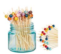 100Pcs Cocktail Sticks for Food Biodegradable Fruit Stick Bamboo Skewers for Appetizers Toothpicks Wooden Cocktail Picks for Drinks