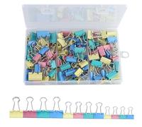 100pcs Colored Binder Clips, 3 Sizes Metal Foldback Clips Bulldog Clips Metal Foldback Clamps Coloured Stationery File Money Paper Clamps Colored Binder Clips for School(15mm/19mm/25mm)