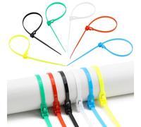 100Pcs Colored Cable Ties 8" Nylon Colorful Zip Ties Multi Color Tie Wraps,Reusable Small Cable Tie Self-Locking Coloured Plastic Tie for Securing Garden Plant Vine Organize Data Cable Garage Kitchen