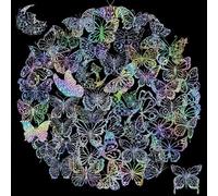 100PCS Colorful Butterfly Stickers Set, Shiny Holographic Stickers on Transparent Sticker Sheets, Beautiful Sticker for Scrapbooking, Phone and Water Bottle Decoration, Laptop and Craft Decoration