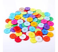 100PCS Colorful Buttons for Crafting DIY, Assorted Colors Resin Round Buttons for Sewing, 4 Holes Flatback Crafts Button Mixed Color Manual Buttons DIY Handmade Ornament Buttons (25mm)