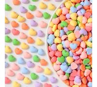 100Pcs Colorful Heart Resin Charms Flatback Buttons Beads,Beautiful DIY Flat Back Cabochons Scrapbooking Embellishments for Card Making Cell Phone Decoration Beading Jewelry Making